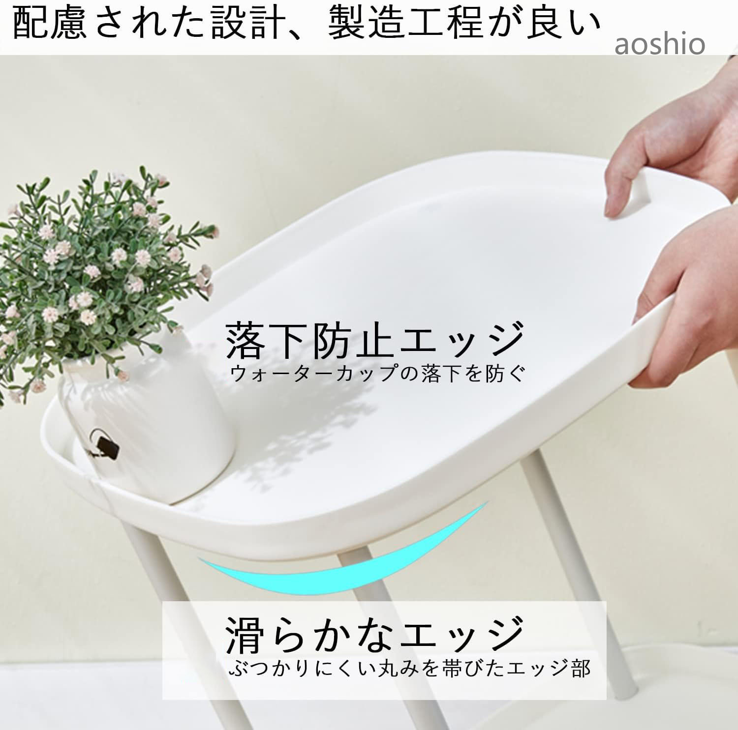 サイドテーブル キャスター付き ベッドサイドテーブル 2段 サイドワゴン おしゃれ ミニ ナイトテーブル 耐水 軽量 小さい棚 収納棚付き 収納ラック コー ソファーテーブル 小物置き [3]