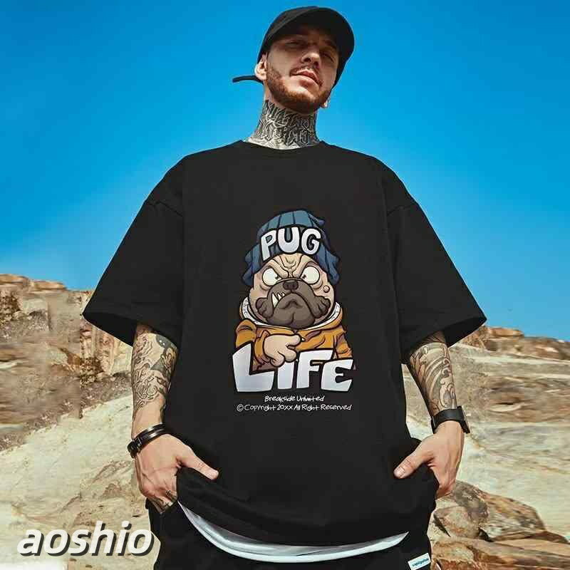 針織, 毛衣 - Tシャツ メンズ 大きいサイズ ビッグシルエット アメリカン レトロ ヒップホップ 半袖 ハーフスリーブ ゆったり ストリート ファッション 春夏 コットン アイロン不要 カジュアル