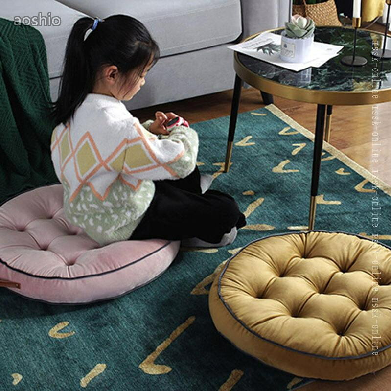 大きめ 座布団 ざぶとん クッション 北欧 おしゃれ 円形 丸 シンプル 可愛い ふわふわ 座り心地いい お尻が痛くならない フロアクッション 厚手 長時間 疲れない 滑り止 椅子用 高反発 [3]