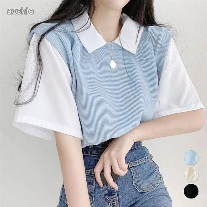 乐天商城 - 半袖ニットtシャツ レイヤード風Tシャツ爆買おしゃれ 可愛い 新作制服 作業服 かわいい 作業服 新作制服 可愛い