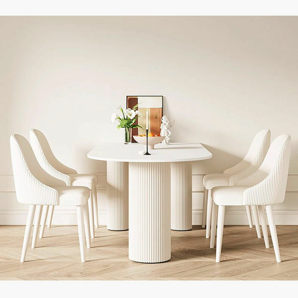 【短納期】楕円形ダイニングテーブル クリーム系モダンデザイン 食事テーブル おしゃれ セラミックテーブル セラミック天板 小スペース向け 家庭用 ダイニング＆ワーク兼用 stqi-table-002.cbs