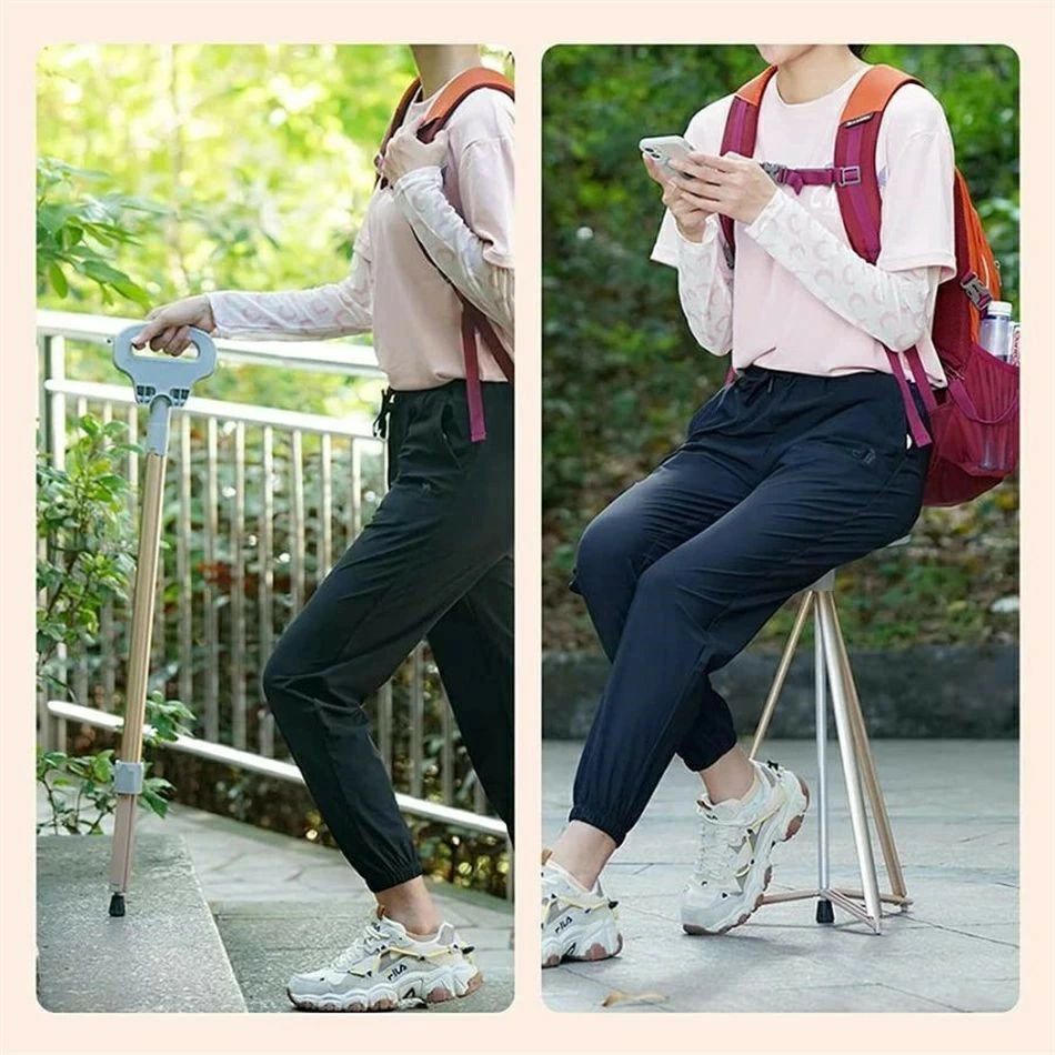 ステッキチェア 折りたたみ杖 超軽量 登山杖 アルミ製 杖 椅子 アウトドア スティック 座れる つえ 滑..