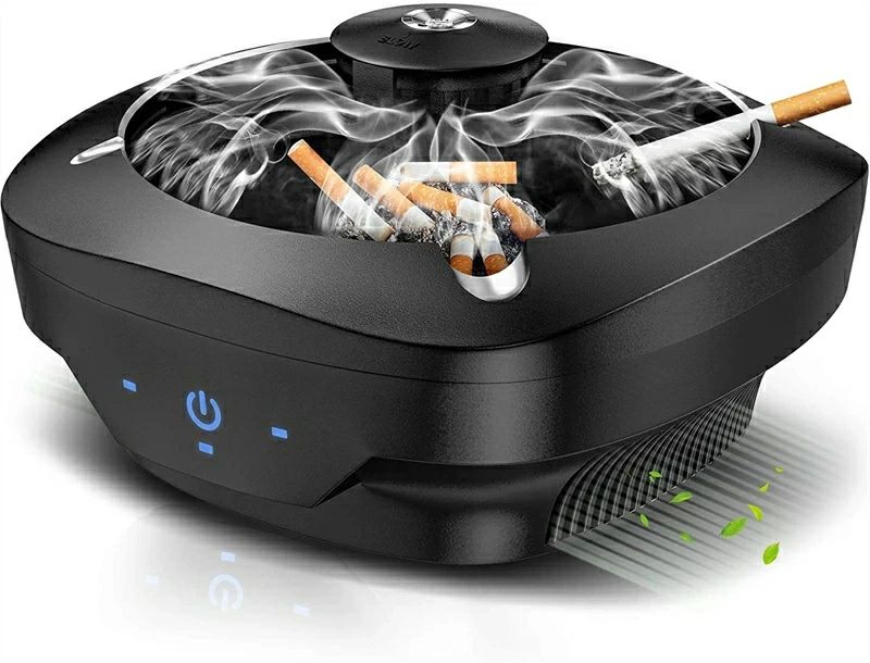 灰皿 スマート空気清浄機 脱臭機 超強い吸引力 卓上 イオン発生器 電子ライター付き スモークレス灰皿 ..