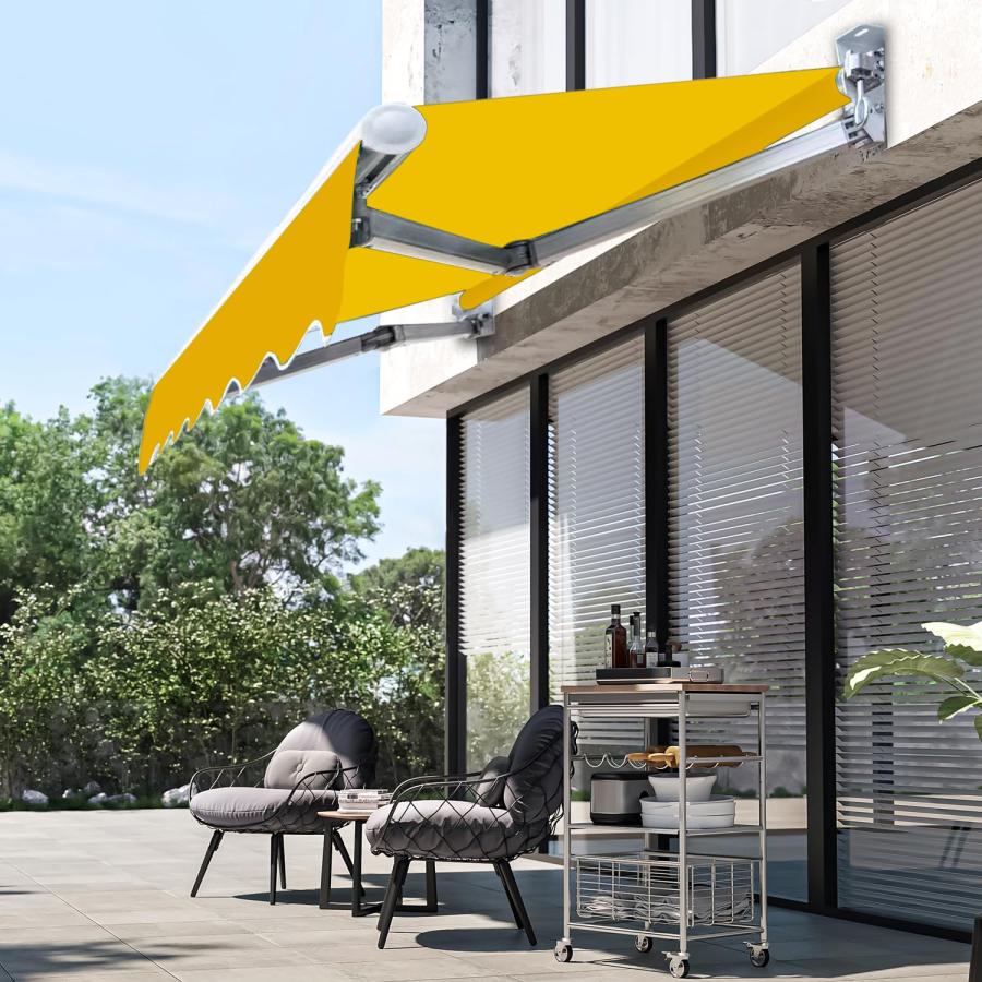 オーニングテント 手動格納式オーニング つっぱり日よけスクリーン 防雨 バルコニー サンシェー1.5m/2m 巻き取り式 防水 格納式 日除け 雨よけ 屋根オーニングテ