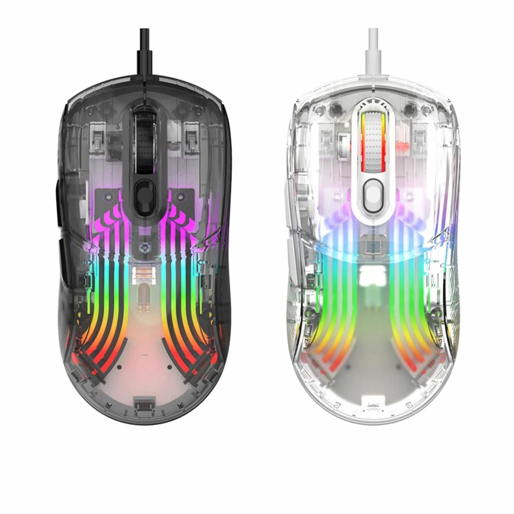 ゲーミングマウス 有線マウス パソコンマウス 4ボタン クリア 透明 マウス DPI切替 カウント数切り替え 1200/2400/3600/4800/6000/7200