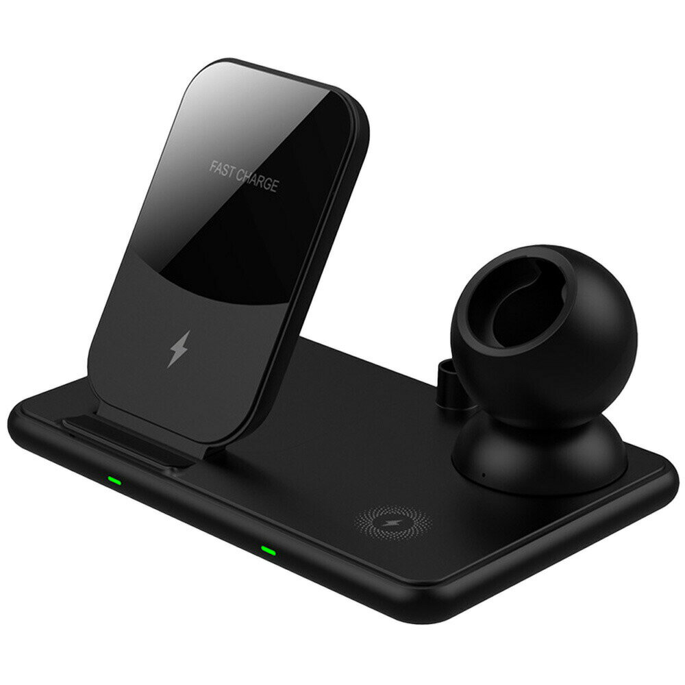 4in1 ワイヤレス 充電ステーション スマートフォン スマートウォッチ イヤホン Qi スマホ 充電器 チー 縦置き 横置き対応 ◇FAM-W58【メ