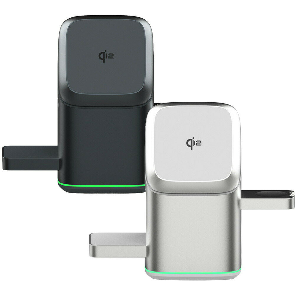 MagSafe対応 3-in-1 ワイヤレス充電ステーション QI2 自動回転 マグセーフ 充電器 磁力吸着 スマートフォン イヤホン スマートウォッチ