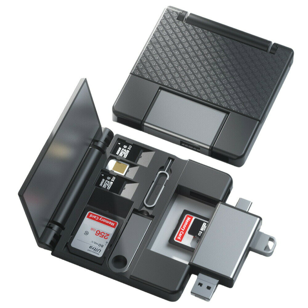 万能データハブ 7in1マルチカードリーダー＆メモリー収納ボックス スマホ PC iPhone/Android/Mac/Windows対応 写真?動画の共有 ◇FAM-PF