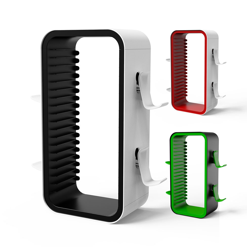 ゲームソフト パッケージ 収納タワー ストレージ スタンド PS5 PS4 Xbox Series S/X Switch ブルーレイ 18枚収納 コントローラー ヘッド