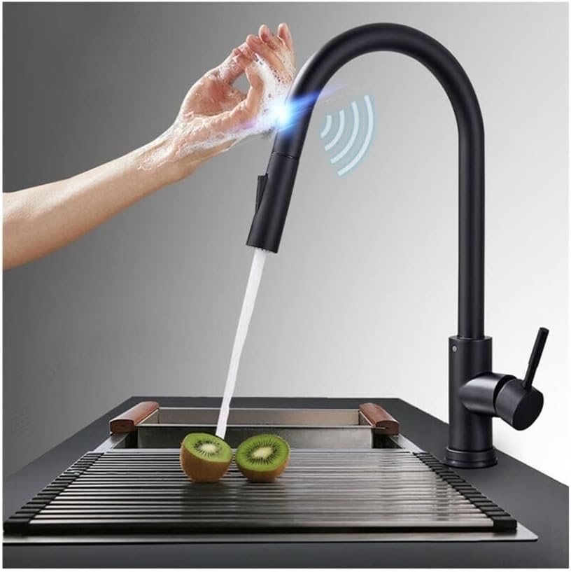 タッチセンサー付き タッチセンサー水栓 温冷 混合水栓 非接触キッチン蛇口 キッチン用水栓 タッチレスキッチン蛇口、引き出しセンサー