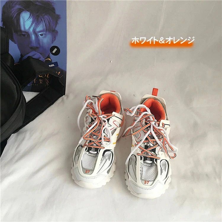 ダッドスニーカー レディース メンズ 厚底 スニーカー ダッドシューズ おしゃれ きれいめ カジュアル 軽量 大人 シューズ メッシュ 3セ(4)