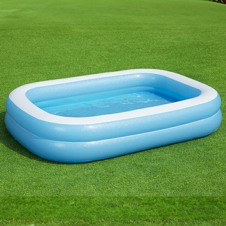 タカショー bestway 家庭用 大型 エアプール ビニールプール 水遊び 子供 ファミリー ベストウェイ / 角型ファミリープール ブルー 778L /小型