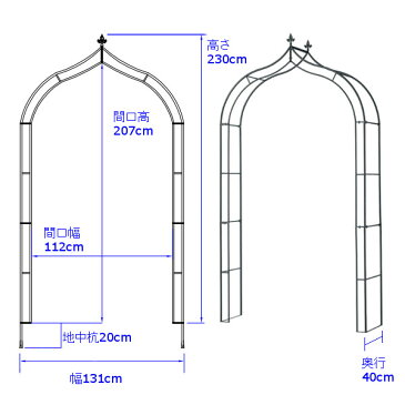 ガーデンアーチ　バラ/G-Story　ローズアーチ　GSTR-AR0/ローズ/つる/クレマチス/アイアン/園芸用/ガーデニング/梱包サイズ中