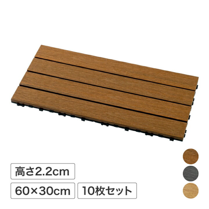 乐天商城 - 人工木 ナチュラル ジョイント デッキ ベランダ リフォーム 簡単 DIY 床 タカショー / ガディス 人工木ジョイントデッキ 60 10枚組 /小型