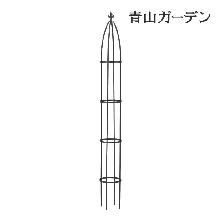 ■商品名：オベリスクスリム ■コード：34494900 バラやクレマチスなどのつる性植物との愛称に優れたオベリスクです。 10号以上のバラ鉢に入るサイズで、テラスなどの省スペースに最適です。 バラやクレマチスなどのつる性植物との相性に優れたシックな色使い。 繊細なワイヤーフレームがグリーンを引き立たせる仕上がりになっています。 素材はスチールで表面にパウダーコーティングを施すことで錆びにくく耐久性を持たせています。 サイズ 　直径約23cm×高さ 約209cm 重量 　約2.2kg 材質 　スチール・ポリエチレン（トップ飾り） カラー 　ブラック 詳細 　組立式 花/ガーデン/DIY/ガーデニング/ガーデニング資材/基礎資材/オベリスク/バラ/誘引/バラ/仕立て/庭/ガーデニング用品/雑貨/屋外用/つるバラ/ばら/薔薇/庭/手作り/庭造り/花壇/春/秋/植物/英国風/ローズ/通販/楽天■オベリスクとは 元来は古代エジプトで太陽信仰に基づき造られた一本岩の記念碑を意味します。 そこから派生し、イングリッシュガーデンにおいてはつる性植物の誘引に使用する 立体的なものという意味合いで用いられます。 ■耐久性高い仕上がり バラやクレマチスなどのつる性植物との相性に優れたシックな色使い。 繊細なワイヤーフレームがグリーンを引き立たせる仕上がりになっています。 素材はスチールで表面にパウダーコーティングを施すことで錆びにくく耐久性を持たせています。 ほかにもこんな商品がありますアイテム一覧はこちら 型番：GSTR-RC15