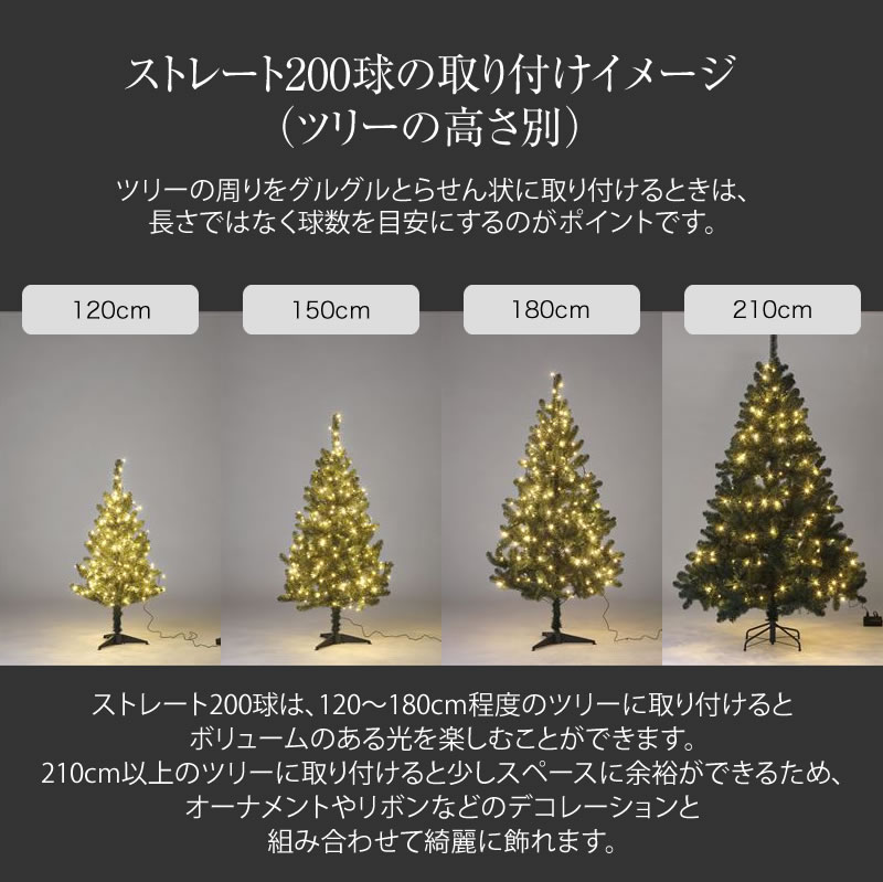 ＼クーポン配布中！／イルミネーション 屋外 LED ライト クリスマス 電飾 タカショー / イルミネーション ストレート 200球 ブルー /A