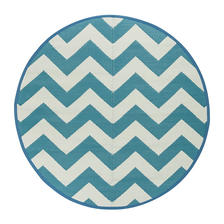 ラグ マット 屋外 タカショー / アウトドアラグ ラウンド Φ150cm スカイブルー ネイビー /小型 (rco)