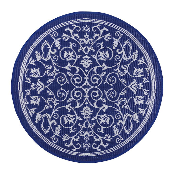 ラグ マット 屋外 タカショー / アウトドアラグ ラウンド Φ150cm スカイブルー ネイビー /小型 (rco) [2]