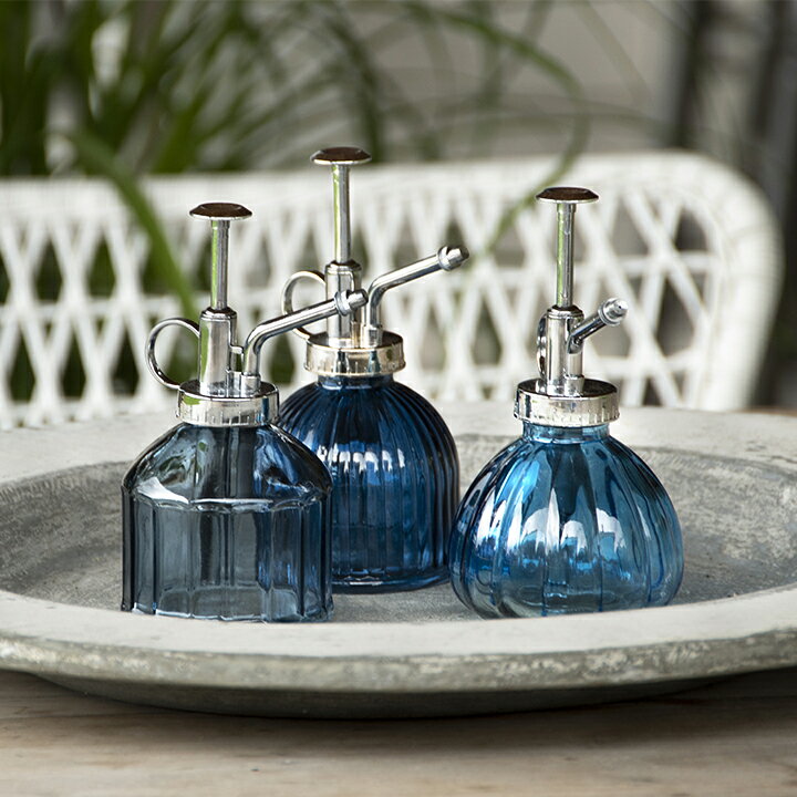 霧吹き 水やり 散水 ガーデニング GARDEN STORY Series タカショー / ガラス製 霧吹き Blue 3色セット /小型