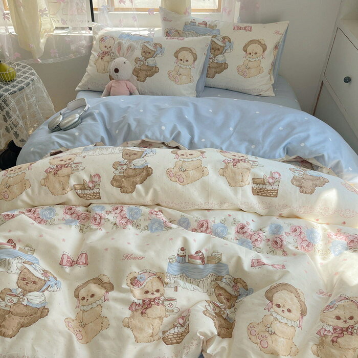 掛け布団カバー ロリータ系 シングル 3点4点セット 綿100％ Lolita系布団カバー 寝具カバーセット ベッド用品 掛ふとんカバー かわいい 春夏掛け布団カバー ダブル 布団カバー セミダブル 洋式・和式兼用 姫系 コットン 防ダニ 通気 吸湿 北欧 シーツセット 敷布団カバー aoyamaavenue-10001504 青山Avenue サンプル画像2