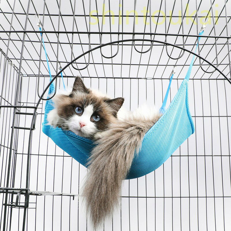 猫ベッド フック付ペットテラス ハンモック ベッドベッド 通気　メッシュ キャット...