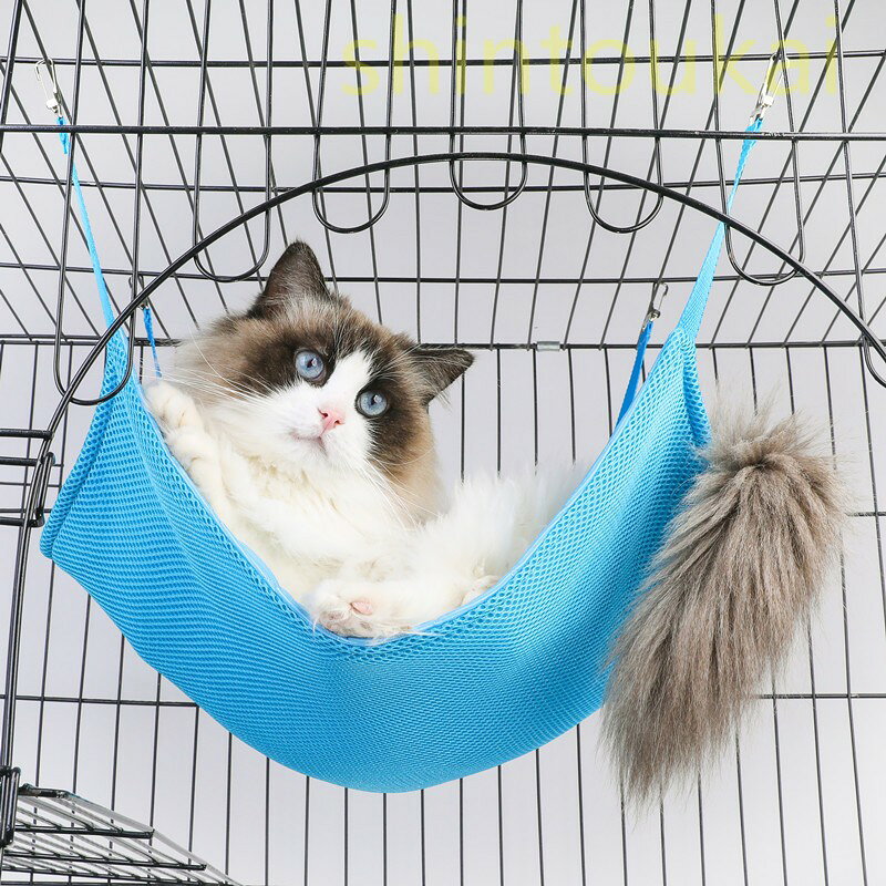 猫ベッド フック付ペットテラス ハンモック ベッドベッド 通気　メッシュ キャット...