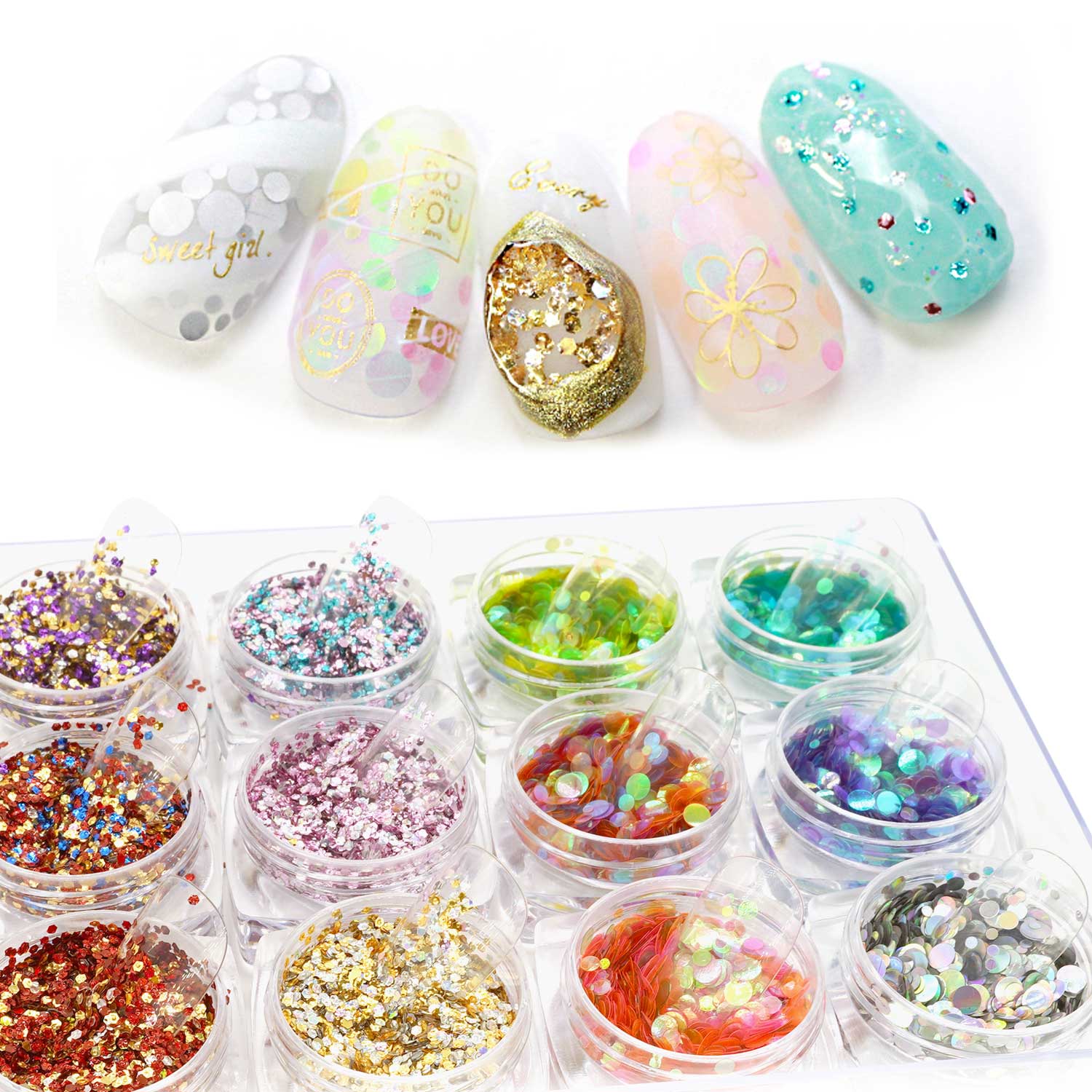 ネイルホロ 12色ホロMixセット PROPNAIL ラメ ホロ ラメネイル ホログラム ネイル きらきら グリッター 六角 ホロ アート 素材 Collect...