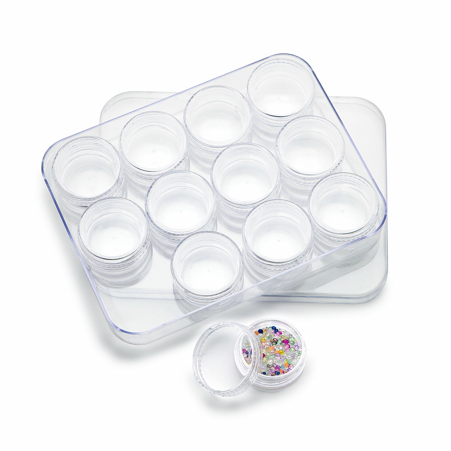 訳あり ラウンド サークル パーツ収納 ケース 2.5g (返品交換不可) 4箱セット アクリル コンテナー クリアケース パーツケース パーツ ネイル ストー...