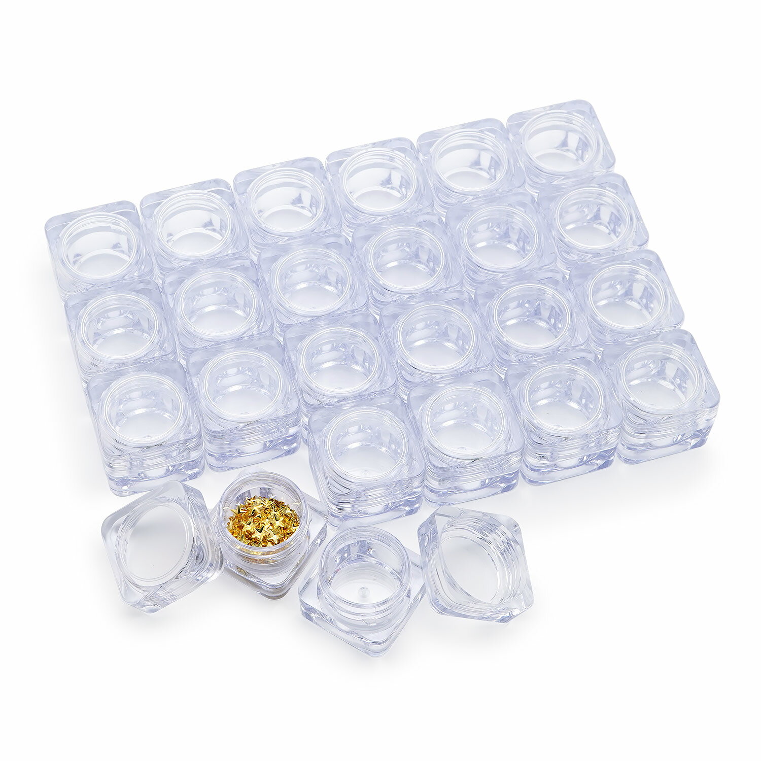 ラグジュアリー スクエア パーツケース 24個入り セット 5g クリア ケース クリームケース クリーム パーツケース パーツ ネイル ストーンケース ストー...