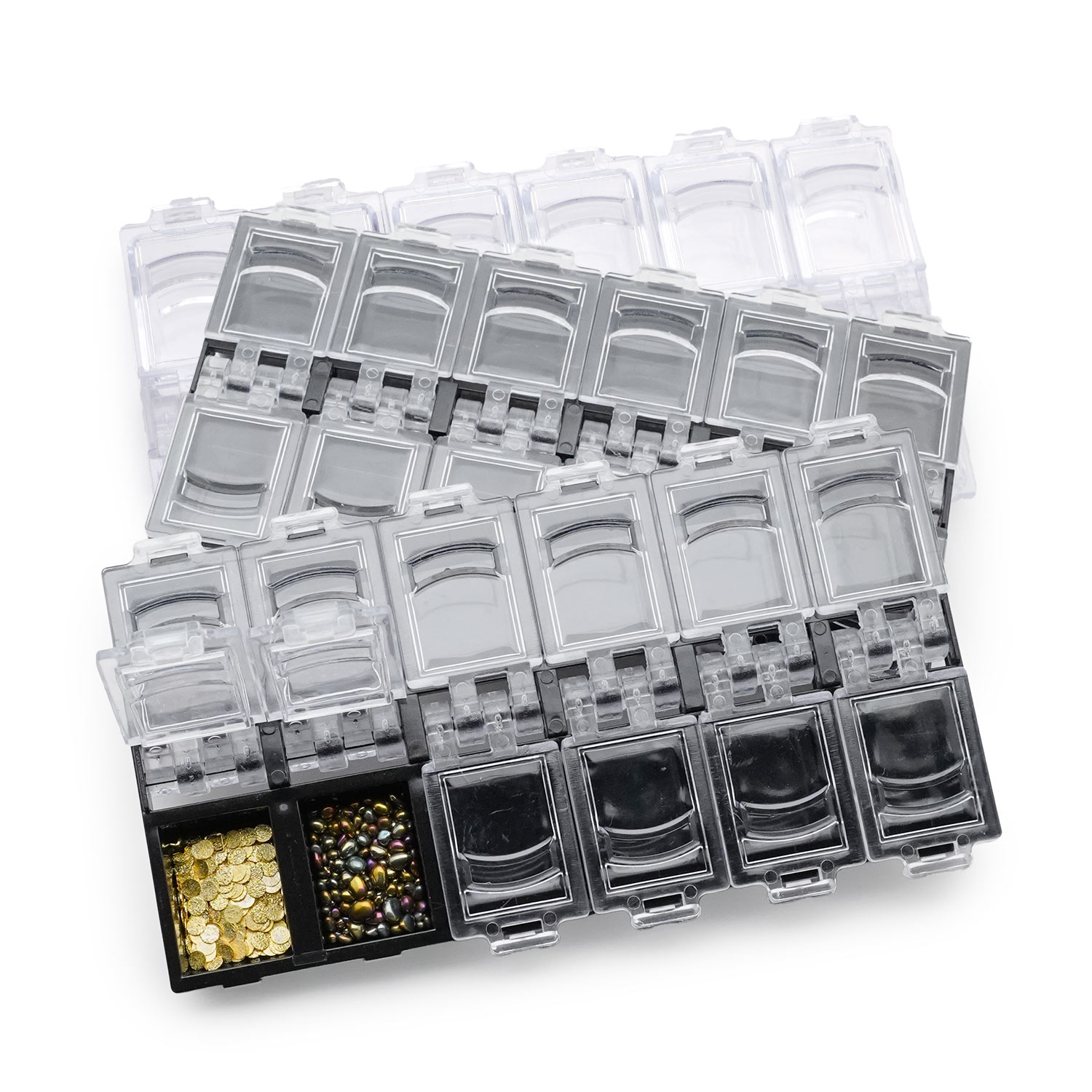 カチッと閉じる12格ケース 6セット入り メタルスタッズ 卸売 レジンパーツ ネイルパーツ ネイルケース 収納ケース パーツケース デコパーツ