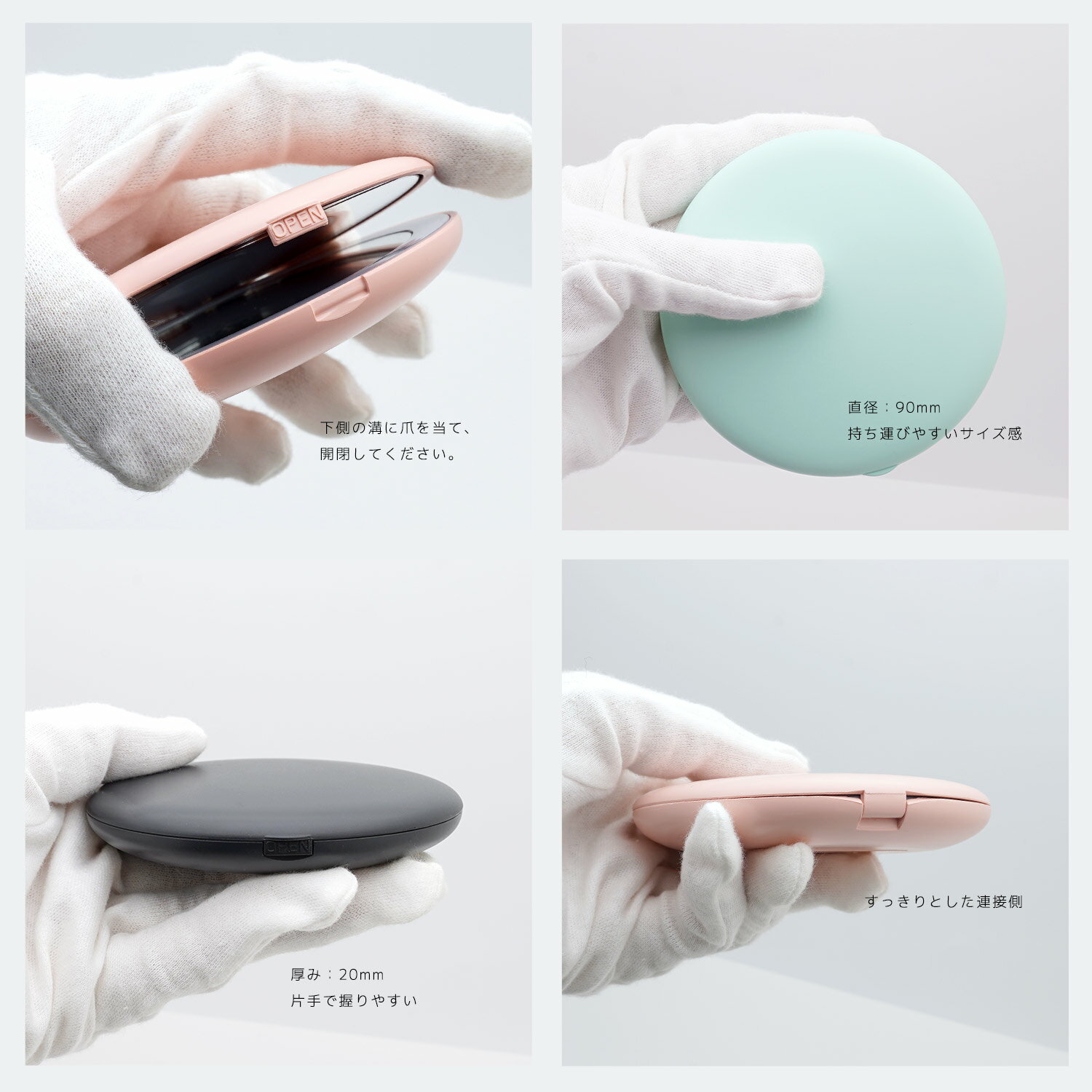10倍 拡大 LED付き 両面ミラー 高反射ミラー ガラス ハンド 10X ミラー 両面仕様 ...