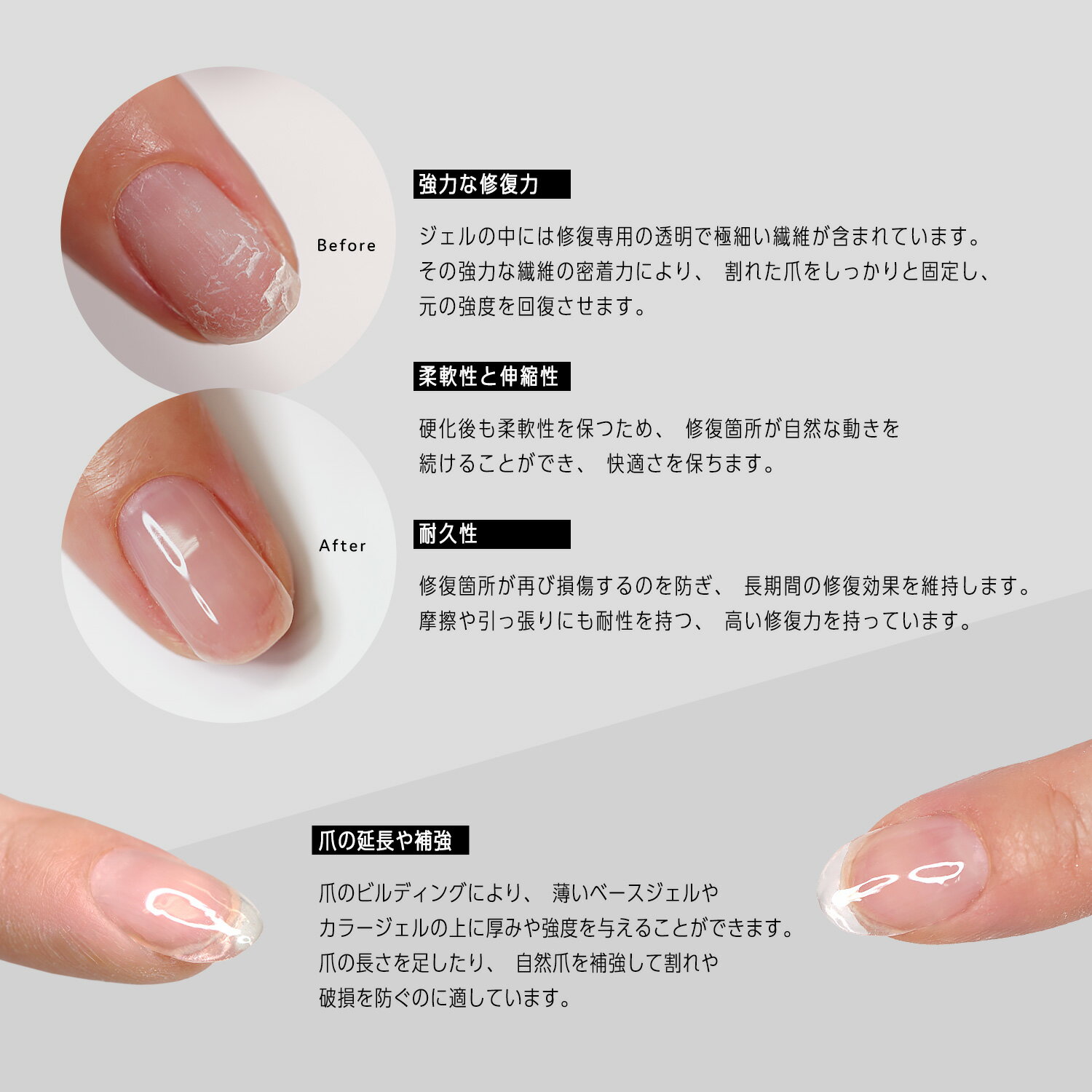 プロップ ファイバーリペアジェル 5g 亀裂リペア 補強 ビルダー ジェル fiber repa...