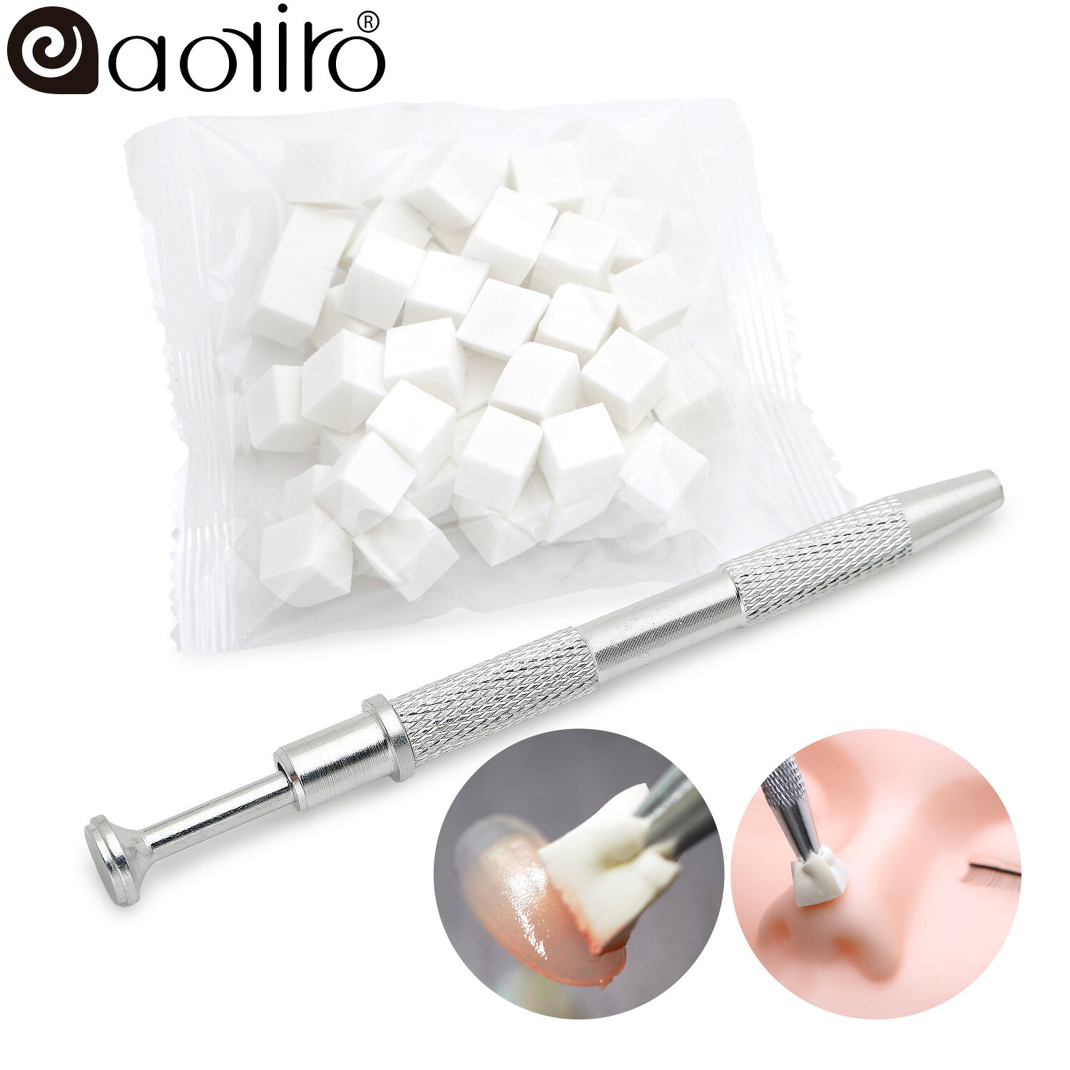 ネイルアート用 メイク用 ミニスクエア スポンジ キャッチャー ジェル ファンデーション ぼかし用 パフ ボンボン アオイロ