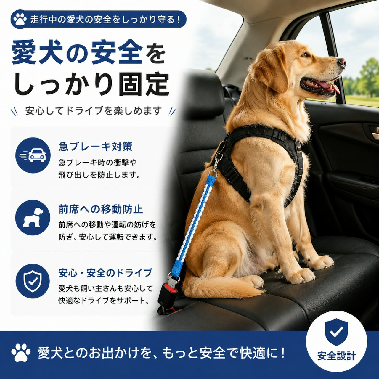 【★11日迄！全品12％OFF】 犬用シートベルト 車載安全ベルト ペット用 固定ベルト ...
