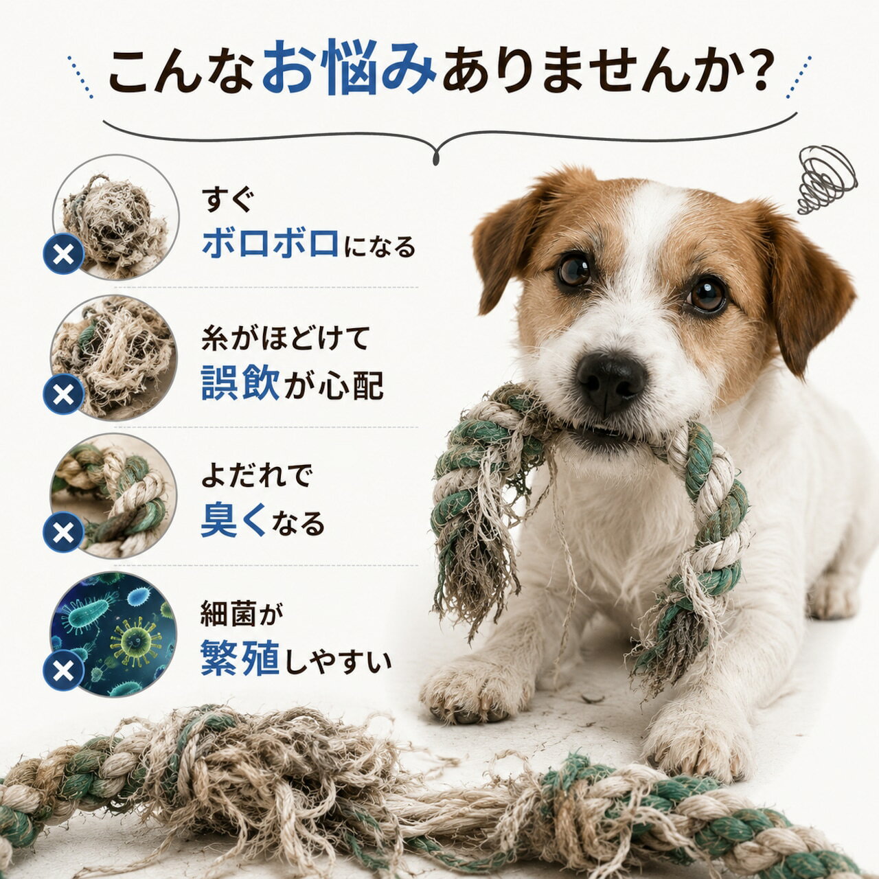 【全品2点以上10％OFF】 犬用ロープトイ 抗菌 防臭 デンタルケア 耐噛み ナイロン...