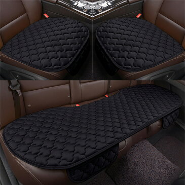 車用 シートカバーセット 前座席用2枚+後部座席用1枚 カーシートカバー 座布団 シートクッション 座席シート 3枚組 カー用品全7色