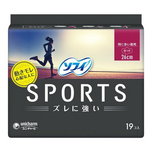 楽天青空BLUE《ユニチャーム》 ソフィ SPORTS スポーツ 特に多い昼用 26cm 羽つき 19枚