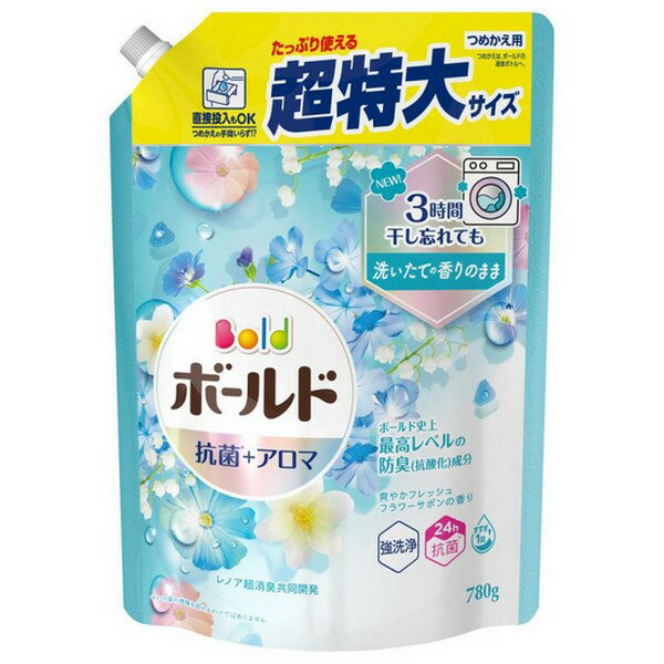 《P&G》 ボールドジェルボール 爽やかフレッシュフラワーサボンの香り つめかえ用 超特大サイズ 780g 1