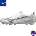 【シューレースプレゼント】ミズノ(mizuno) サッカースパイク ミズノアルファ ELITE シューズ (23ss) 2E相当 ホワイト×イグニッションレッド...
