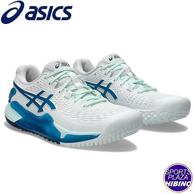 アシックス(asics) テニスシューズ GEL-RESOLUTION 9 OC シューズ (24aw) オムニ・クレーコート用 レディース White/Teal Blue 1042A225-102