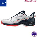 ミズノ(mizuno) テニスシューズ WAVE EXCEED 5 WIDE AC ウェーブエクシード (23ss) オールコート用 ホワイト×ネイビー×コーラ...