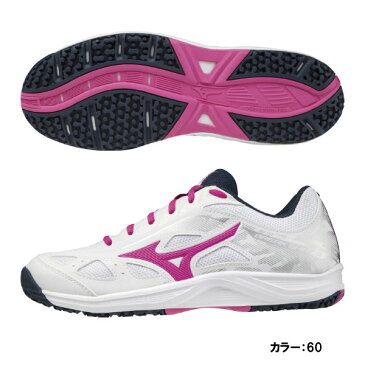 ミズノ(mizuno) ブレイクショット 3 OC シューズ レディース (21ss) ホワイト/ピンク/ネイビー 2E相当 幅広 61gb214160【SS2206】