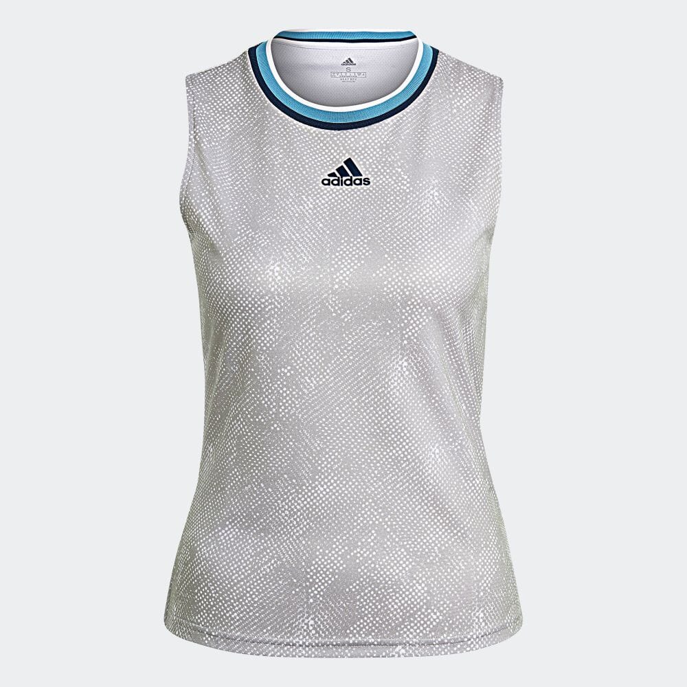 アディダス(adidas) テニスウエア タンクトップ テニス PRIMEBLUE プリント マッチタンクトップ / TENNIS PRIMEBLUE PRINTED MATCH TANK TOP レディース ホワイト/クルーネイビー AV223-GQ2240【ss2312】