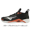 ミズノ（mizuno） ウエーブモーメンタム 2 シューズ (22SS) ブラック×シルバー×オレンジ V1GA211205