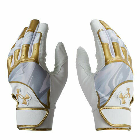 【クロネコゆうパケットOK】アンダーアーマー(UnderArmour) 野球 UAクリーンアップ バッティンググローブ メンズ 両手用 (23ss) ホワイト×ゴールド 1378249-100【ss2503】