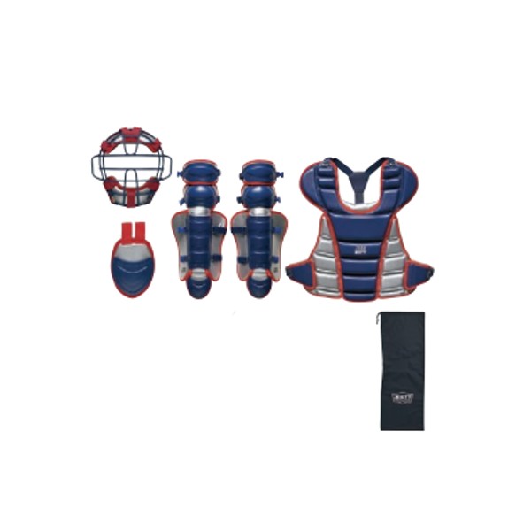 ゼット(zett) 野球 少年軟式 キャッチャー防具セット 4点セット マスク スロートガード プロテクター レガーツ (23ss) ワンタッチ着脱式 ネイビー×シルバー BL7330-2913【ss2412】