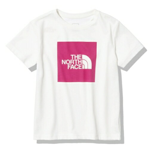 ザ・ノースフェイス(THE NORTH FACE) 半袖Tシャツ S/S カラードスクエアーロゴティー S/S Colored Square Logo Tee キッズ ジュニア (23ss) ホワイト ピンクグロー NTJ32361-WI