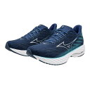 ミズノ (MIZUNO) ランニングシューズ ウエーブライダー28 メンズ (24aw) ネイビー×ホワイト×ブルー 2E相当 J1GC240306