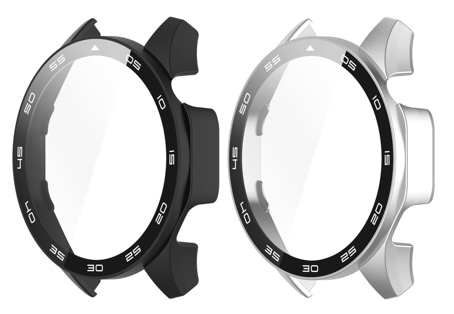 SHEAWA HUAWEI WATCH GT4 46mm用ケース カバー 2個セット PC+強化ガラスフィルム 数字印字 全面保護 9H硬度 一体型保護ケース ...