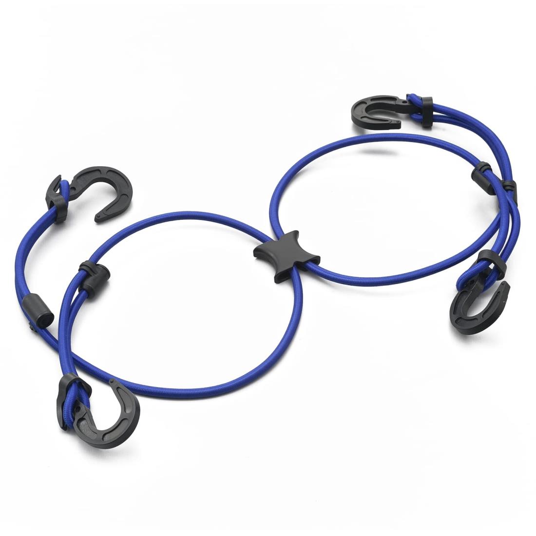 デイトナ(Daytona) バイク用 荷台 ゴムひも 長さ調整式 ストレッチ コード＆フック エックスタイプ(1m×2) ブルー 73403